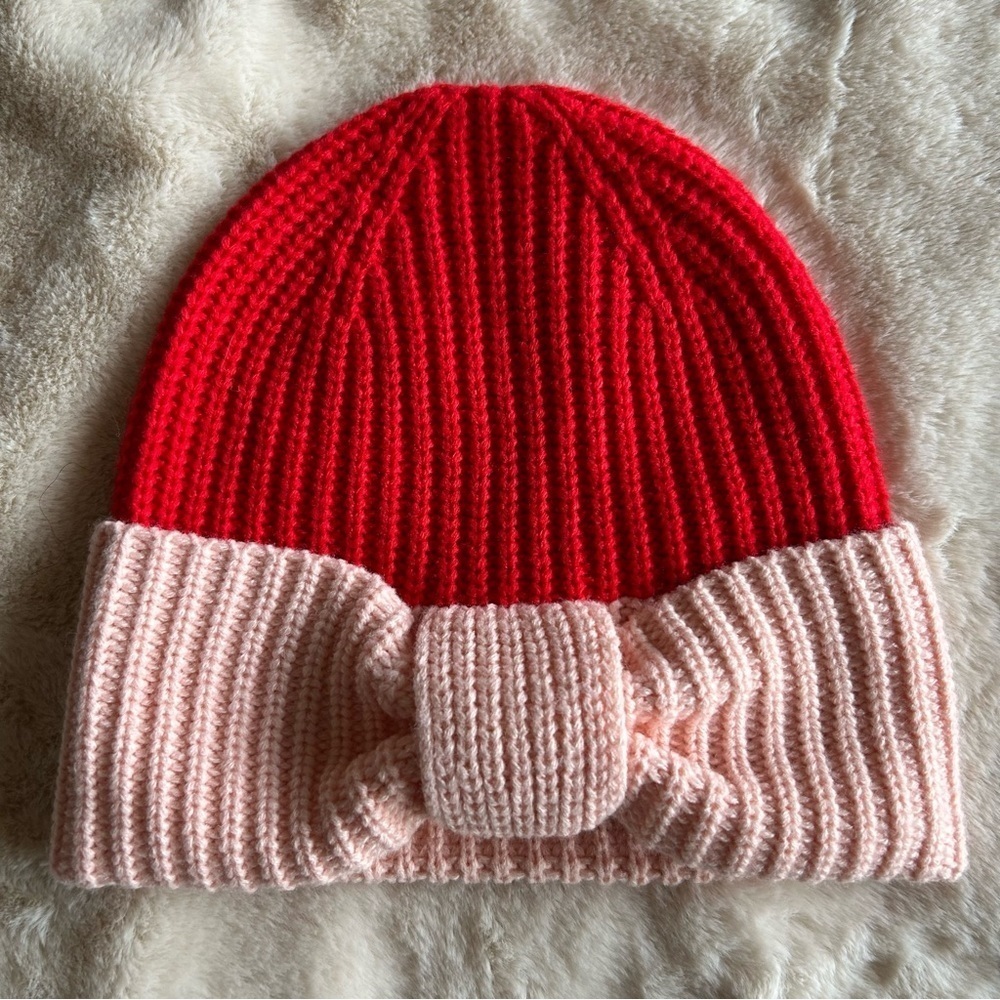 Kate Spade Bow Cuff Beanie Pink Multi